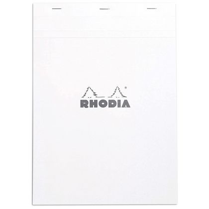 Блокнот А4 210*297 мм, 80 л., в клетку "Rhodia" скоба сверху, обл. карт., белый