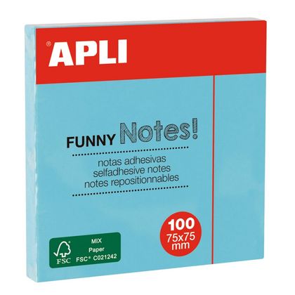 Бумага д/з на кл. осн. 75*75 мм "Funny notes" 100 л., синий пастель