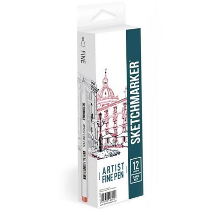 Ручка капиллярная "Sketchmarker. Dark color" 0.4 мм, набор 12 штук