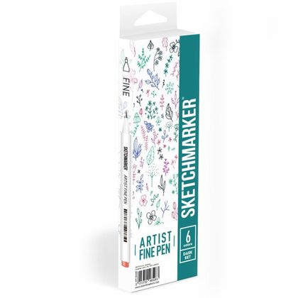 Ручка капиллярная "Sketchmarker. Dark colors" 0.4 мм, набор 6 штук