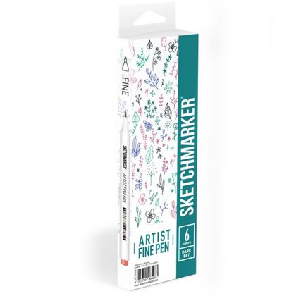 Ручка капиллярная "Sketchmarker. Dark colors" 0.4 мм, набор 6 штук