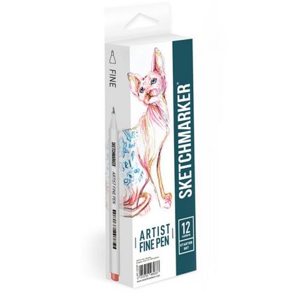 Ручка капиллярная "Sketchmarker. Starter" 0.4 мм, набор 12 штук