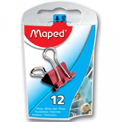 Зажим д/бумаг 15 мм "Maped" 12 шт., ассорти