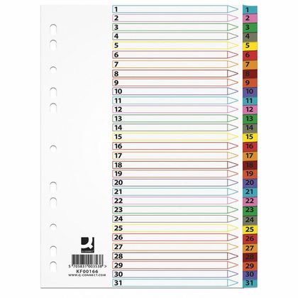 Разделитель на 12 делений А4 "Mylar Q-connect" карт., с маркир., ассорти