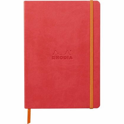 Блокнот А5 148*210 мм, 80 л., лин. "Rhodiarama", кожзам., мягк. обл., на резинке, дымная роза