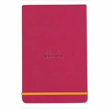Блокнот А5 148*210 мм, 96 л., лин. "Rhodiarama Webnotepad", кожзам., тв. обл., на резинке, малиновый