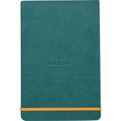 Блокнот А5 148*210 мм, 96 л., лин. "Rhodiarama Webnotepad", кожзам., тв. обл., на резинке, темно-зеленый
