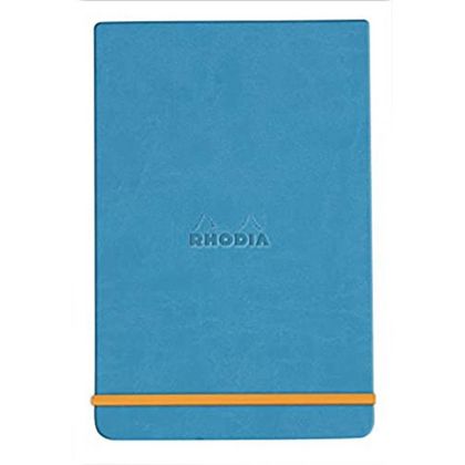 Блокнот А5 148*210 мм, 96 л., лин. "Rhodiarama Webnotepad", кожзам., тв. обл., на резинке, бирюзовый