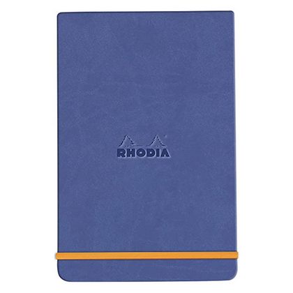 Блокнот А5 148*210 мм, 96 л., лин. "Rhodiarama Webnotepad", кожзам., тв. обл., на резинке, сапфировый