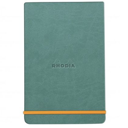 Блокнот А5 148*210 мм, 96 л., лин. "Rhodiarama Webnotepad", кожзам., тв. обл., на резинке, морская волна