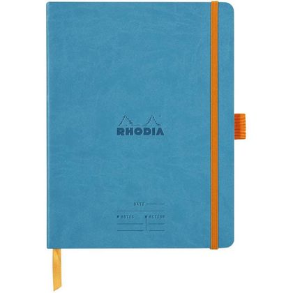 Блокнот А5+ 160*210 мм, 80 л., "Rhodiarama Meeting", кожзам., мягк. обл., на резинке, закладка, бирюзовый