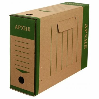 Коробка архивная 100 мм "Эко" бурый/зеленый