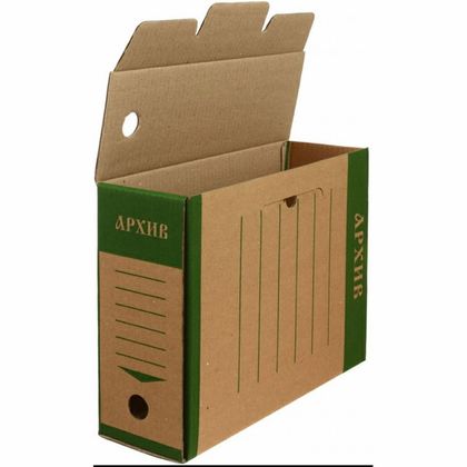 Коробка архивная 100 мм "Эко" бурый/зеленый