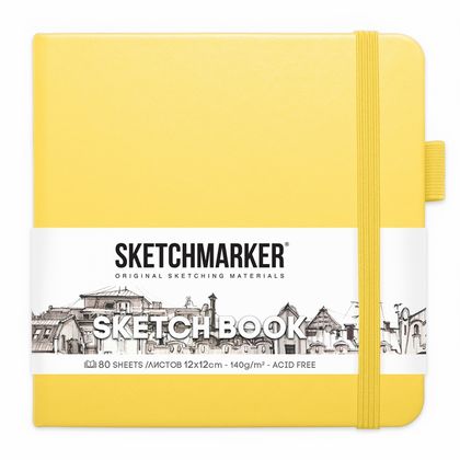 Скетчбук "Sketchmarker" 12*12 см, 140 г/м2, 80 л., розовый