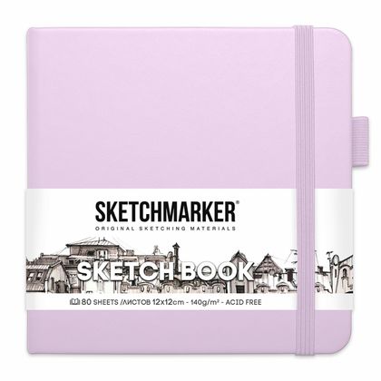 Скетчбук "Sketchmarker" 12*12 см, 140 г/м2, 80 л., розовый