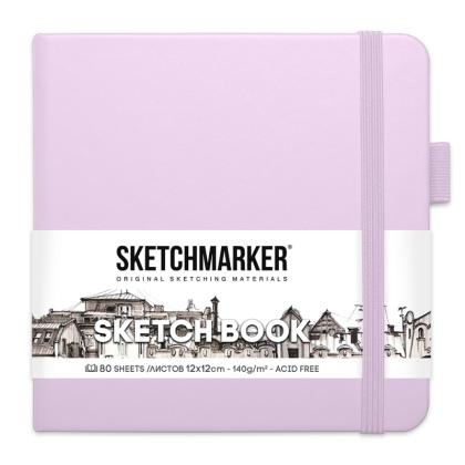 Скетчбук "Sketchmarker" 12*12 см, 140 г/м2, 80 л., фиолетовый пастельный
