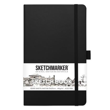 Скетчбук "Sketchmarker" 13*21 см, 140 г/м2, 80 л., черный