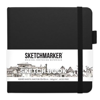 Скетчбук "Sketchmarker" 12*12 см, 140 г/м2, 80 л., черный