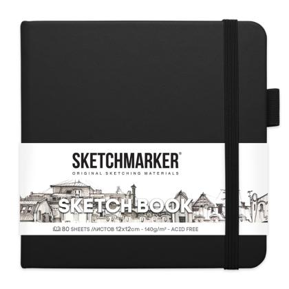 Скетчбук "Sketchmarker" 12*12 см, 140 г/м2, 80 л., черный