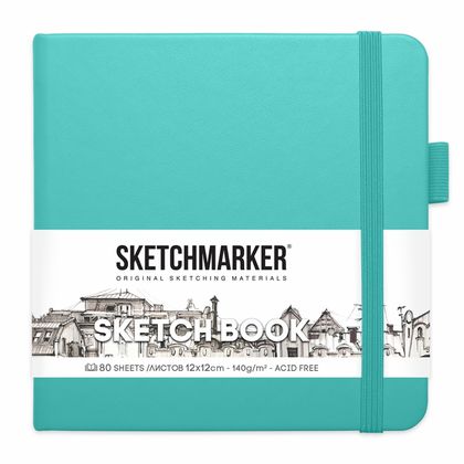 Скетчбук "Sketchmarker" 12*12 см, 140 г/м2, 80 л., аквамарин