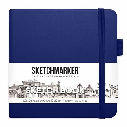 Скетчбук "Sketchmarker" 12*12 см, 140 г/м2, 80 л., аквамарин