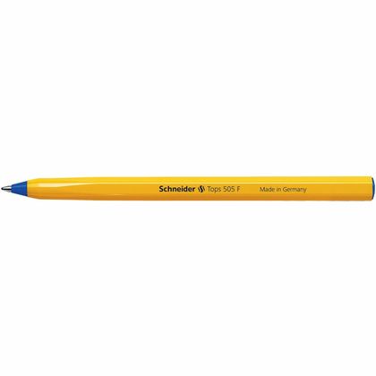 Ручка шарик. "Tops 505 F" 0,4мм., пласт., желтый, стерж. синий