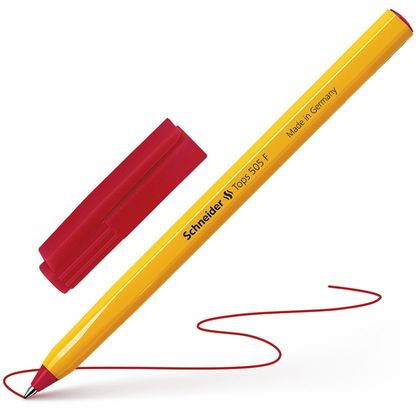 Ручка шарик. "Tops F" 0,4 мм., пласт., желтый, стерж. красный