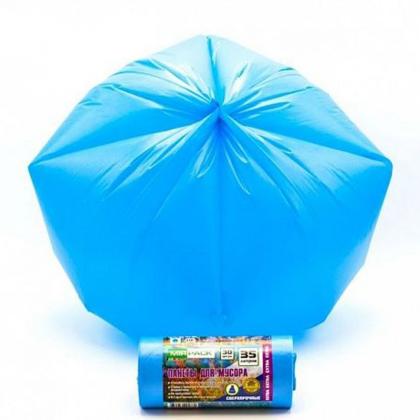 Мешки для мусора 35л 30шт/рулон ПНД Mirpack Extra 12мкм 50*64см цв.синий