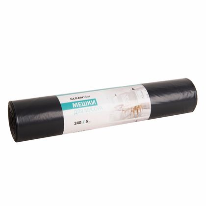 Мешки для мусора 240л 5шт/рулон ПВД Cleanton 45мкм 120*130см цв.черный