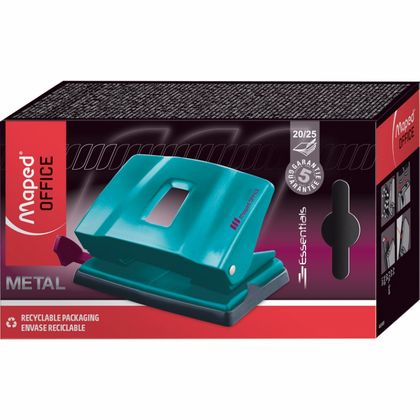 Дырокол 20/25 л. "Essentials Metal 20/25S" лин., бирюзовый