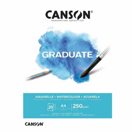 Блок-склейка бумаги для акварели "Canson Graduate" 29,7*42 см, 250 г/м2, 20 л.