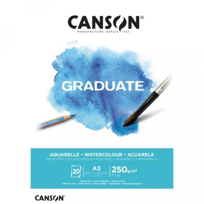 Блок-склейка бумаги для акварели "Canson Graduate" 14,8*21 см, 250 г/м2, 20 л.
