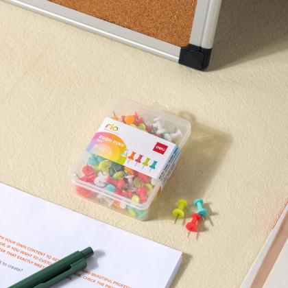 Иглы-кнопки "пешки" "Deli" 100 шт., прозр. ассорти