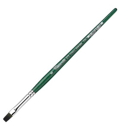 Кисть "Tintoretto Emerald" синтетика, плоская, на короткой ручке №6