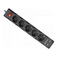 Сетевой фильтр 1,8м Defender DFS 751 <5 розеток + 2xUSB> черный