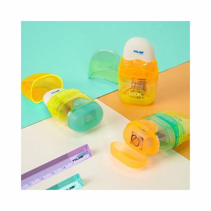 Точилка на 1 отв. "Capsule New Look" с ластиком, ассорти