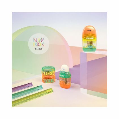 Точилка на 1 отв. "Capsule New Look" с ластиком, ассорти