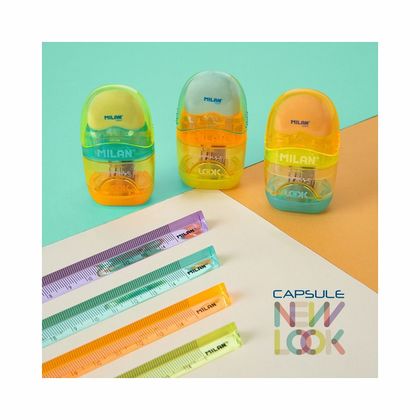 Точилка на 1 отв. "Capsule New Look" с ластиком, ассорти