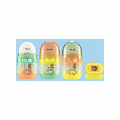 Точилка на 1 отв. "Capsule New Look" с ластиком, ассорти