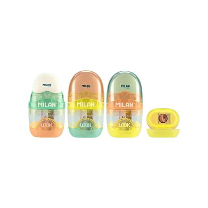 Точилка на 1 отв. "Capsule New Look" с ластиком, ассорти
