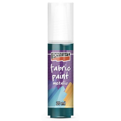 Краски д/текстиля "Pentart Fabric paint metallic" сине-зеленый, 20 мл, банка