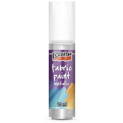 Краски д/текстиля "Pentart Fabric paint metallic" серебро, 20 мл, банка