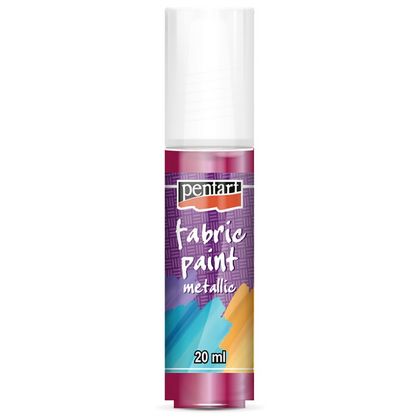 Краски д/текстиля "Pentart Fabric paint metallic" розовый, 20 мл, банка