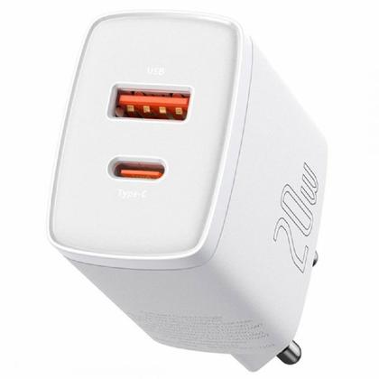Сетевое зарядное устройство Baseus CCXJ-B02 Compact Quick Charger USB+Type-C 20W White (CCCP20UE)