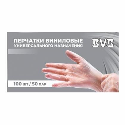 Перчатки виниловые одноразовые BVB, р-р L 100 шт./уп. прозрачный