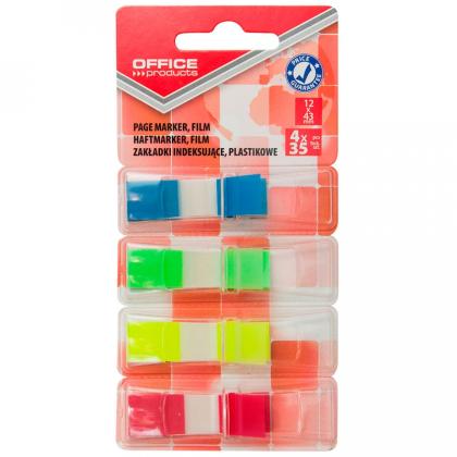 Закладки пласт. "Office products" 12*43 мм, 4 цв.*35 шт., ассорти неон