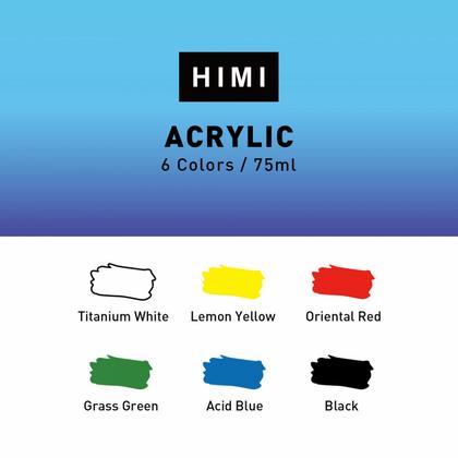 Краски акриловые "Himi", набор 6 цв., 75 мл, тубы