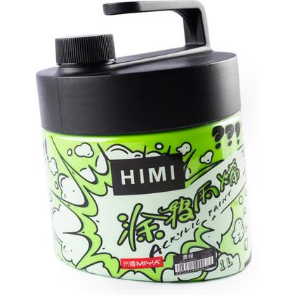 Краски акриловые "Himi" 018 желто-зеленый, 1 л, банка с помпой