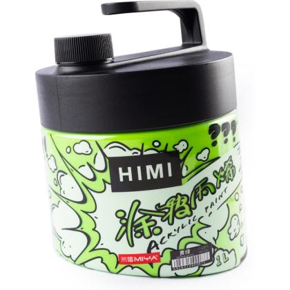 Краски акриловые "Himi" 018 желто-зеленый, 1 л, банка с помпой