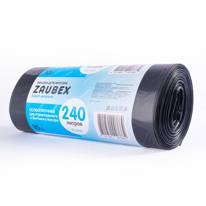 Мешки для мусора 240л 10 шт/рулон ПВД Zaubex 35мкм 86*132см цв.черный, особопрочные